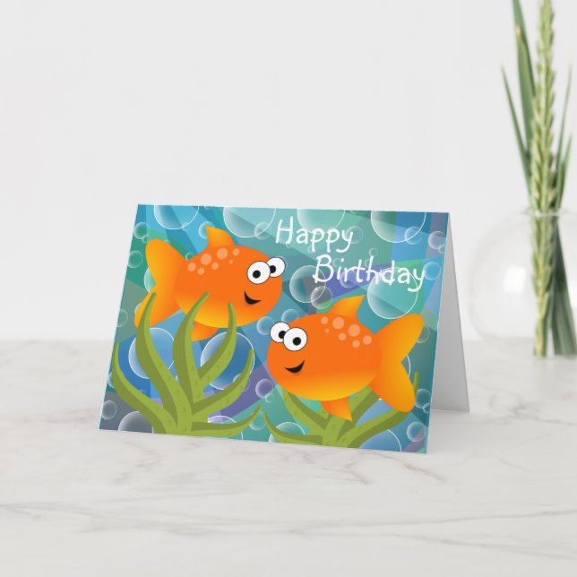 Carte Poisson d'anniversaire dans la mer (Devant)