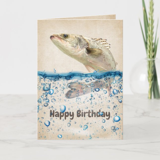 Carte Poisson d'anniversaire dans l'eau (Devant)