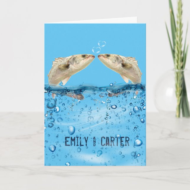 Carte Poisson de mariage dans l'eau avec des bulles de c (Devant)