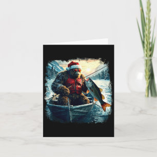 Carte Poisson de Noël extérieur drôle de poisson Santa B