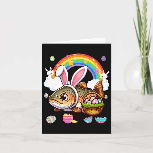 Carte Poisson de truite lapin OEufs de chasse de Pâques  (Devant)