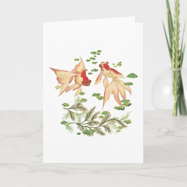 Carte Poisson d'or chinois de bons charmes de chance (Devant)