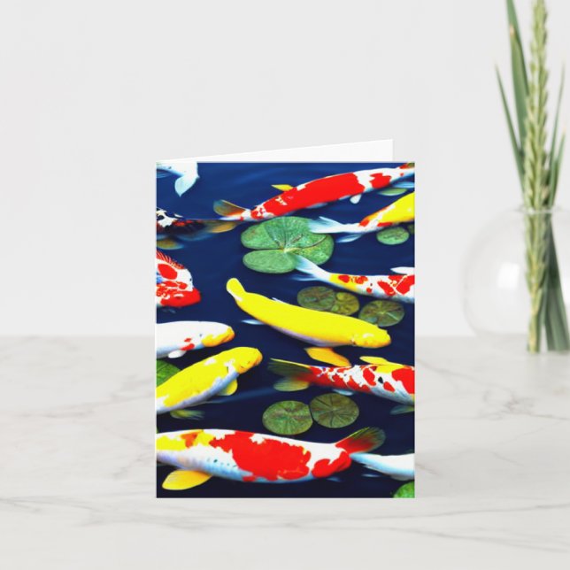 Carte Poisson Koi coloré nager dans l'étang (Devant)