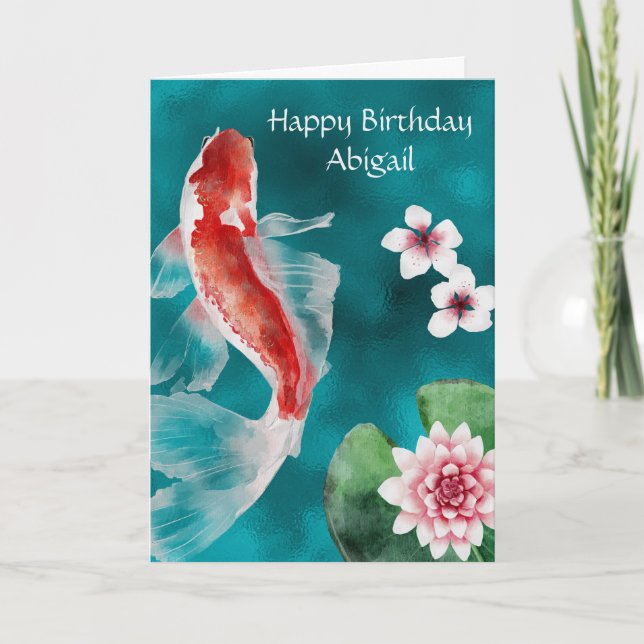 Carte Poisson Koi personnalisé, Fleurs de cerisiers Anni (Devant)
