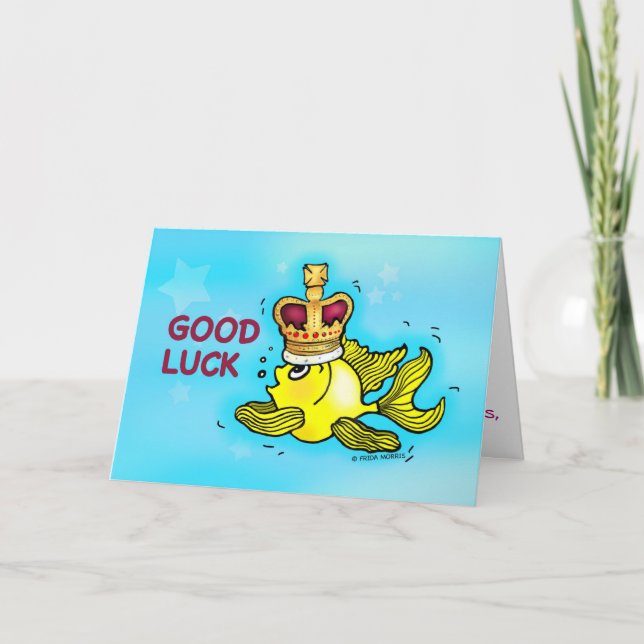 Carte Poisson rouge mignon drôle de BONNE CHANCE (Devant)