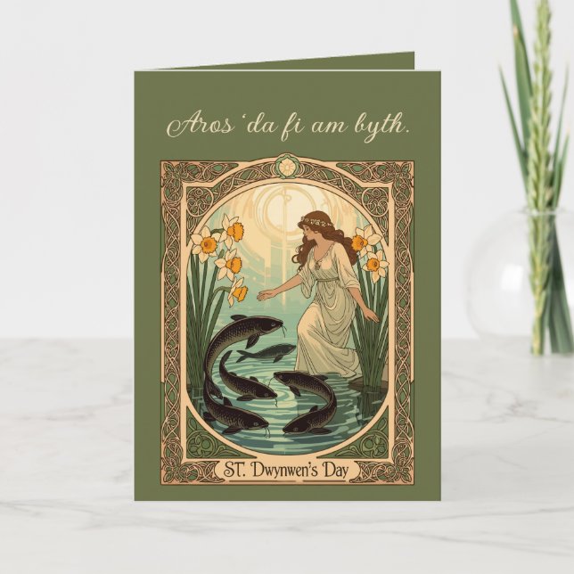 Carte Poisson sacré du puits de Saint Dwynwen au Pays de (Devant)