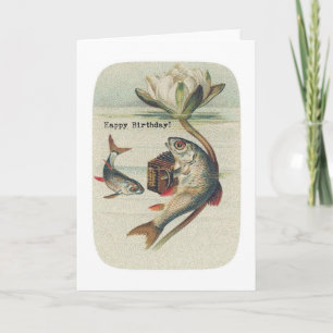 Carte Poisson Vintage, Anniversaire