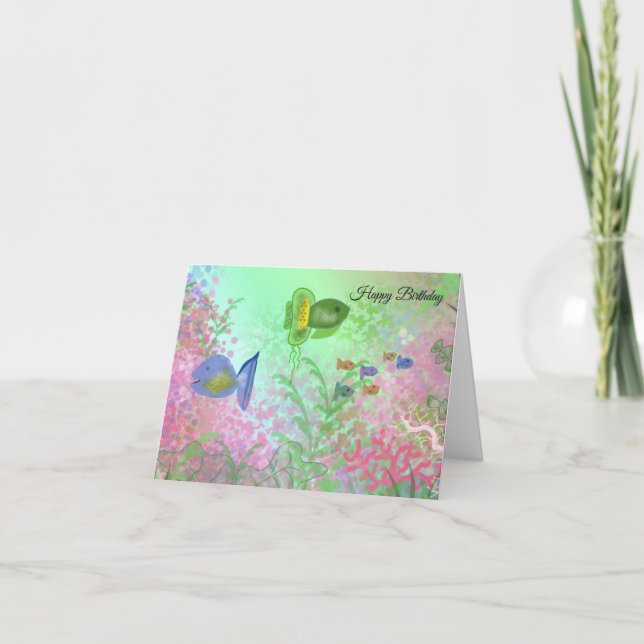 Carte Poissons colorés Voeux d'anniversaire (Devant)