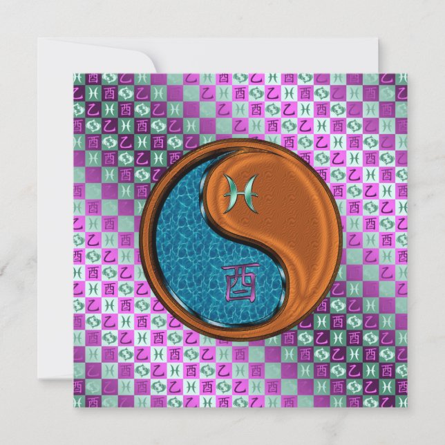 Carte Poissons et coq en bois (Devant)