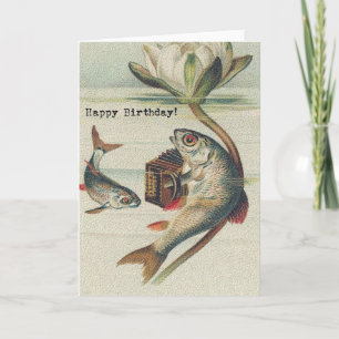 Carte Poissons vintages d'anniversaire