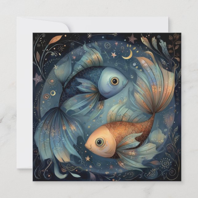Carte Poissons Zodiaque Astrologie Céleste Anniversaire (Devant)