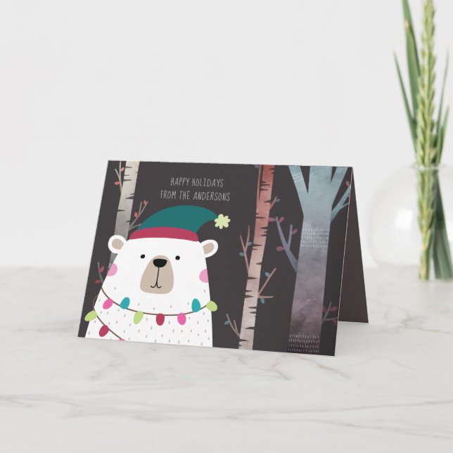 Carte Polar Bear Christmas Holidays Modern Personalized (Devant)