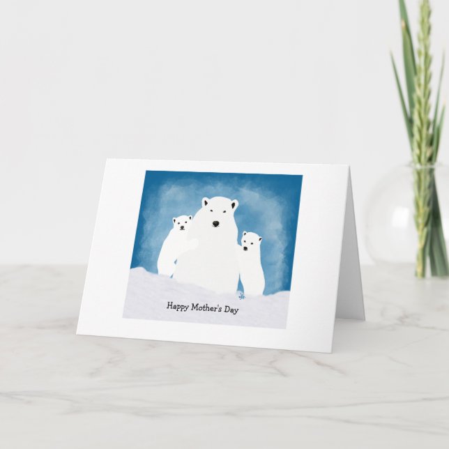 Carte Polar Bear Maman avec des petits (Devant)