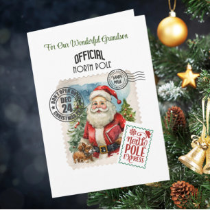 Carte Pôle Nord Santa vintage pliée 5" x 7"