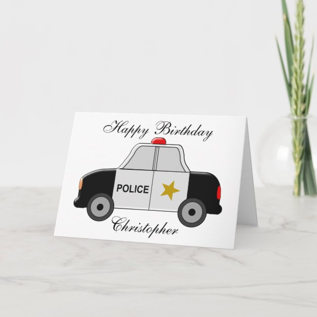 Carte Police Car Just Add Name Birthday (Devant)