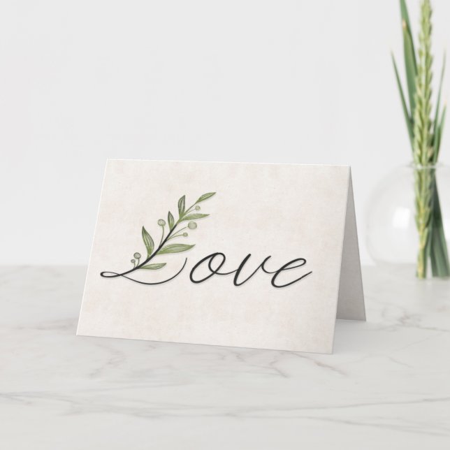Carte Police d'amour de mariage avec feuilles (Devant)