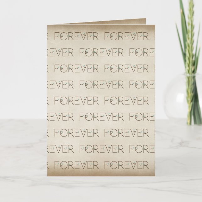 Carte police floral forever mariage sur fond brun textur (Devant)