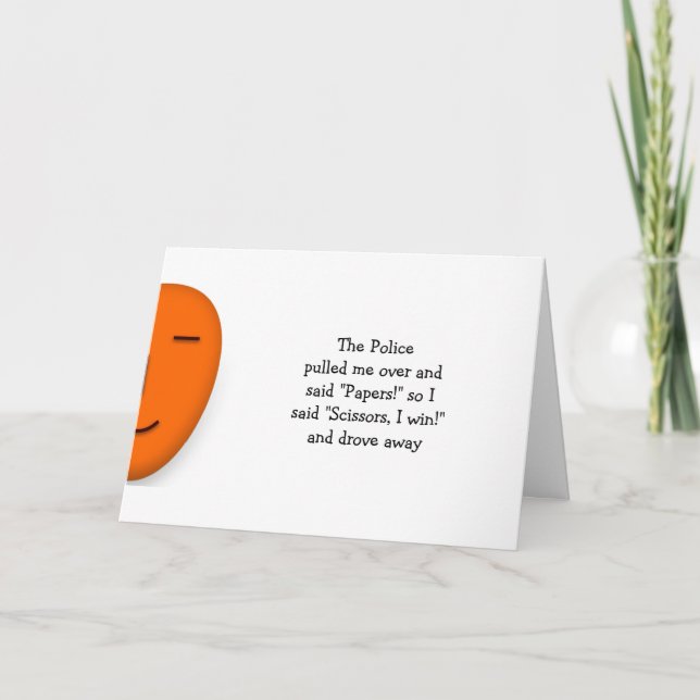 Carte Police Rock Paper Scissors Funny Joke Humor Quote (Devant)