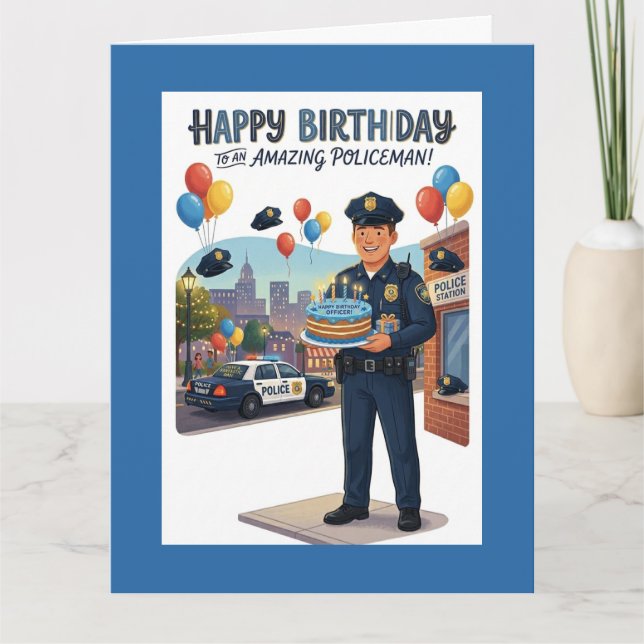 Carte Policeman's Birthday (Devant)