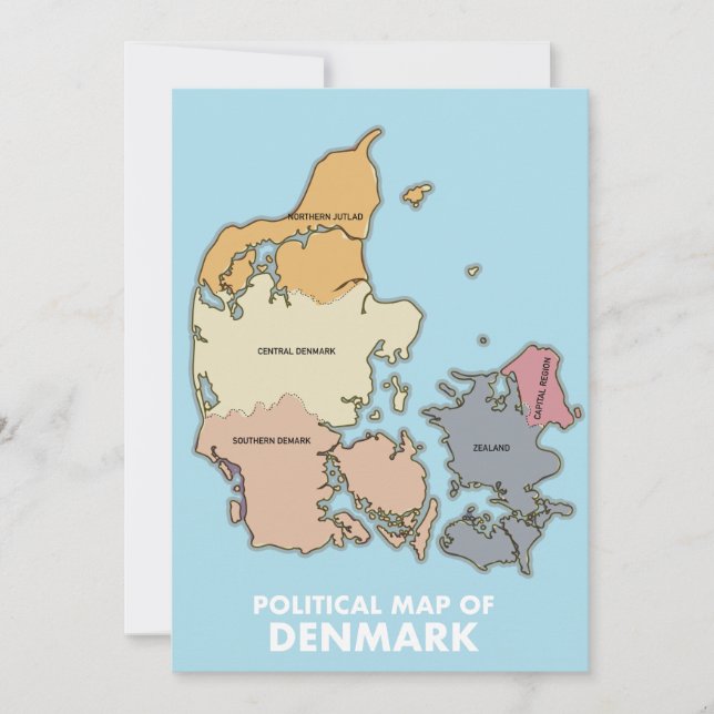 Carte politique du Danemark Poster (Devant)