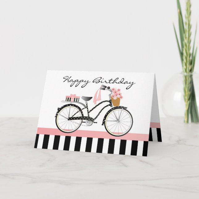 Carte Polka Dot Bicycle-solide noir/blanc bande arrière (Devant)