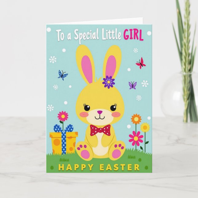 Carte Polka Dot Easter Little Girl Card (Devant)