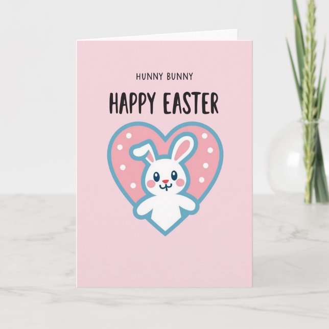Carte Polka Dot Heart Bunny Card (Devant)