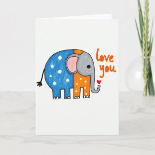 Carte Polka Point Éléphant Mignon Je T'Aime