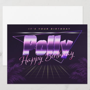 Carte Polly Nom Prénom lila retro