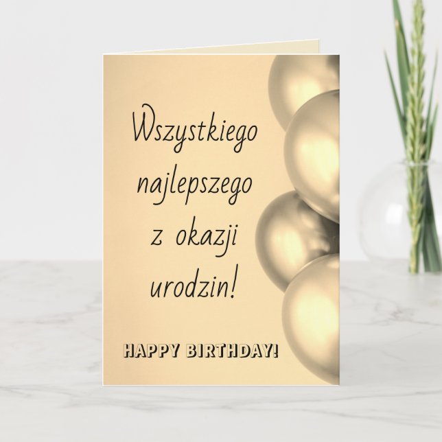 Carte Pologne Joyeux anniversaire en polonais (Devant)