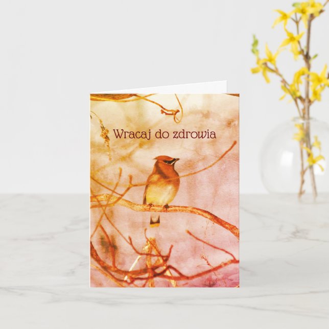 Carte Polonais Obtenir Bien Faune Nature Personnalisée (Fleur jaune)