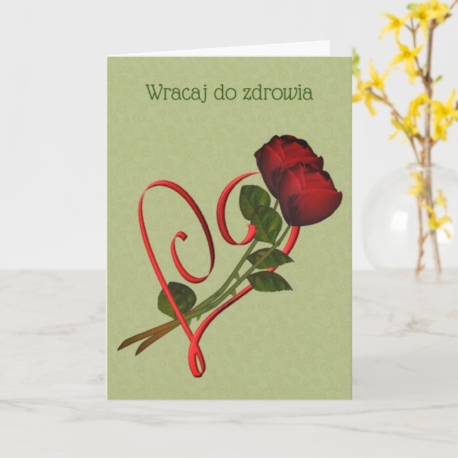 Carte Polonais obtenir bien Red Roses Flower Card (Fleur jaune)