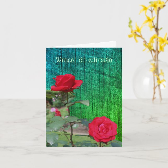 Carte Polonais obtenir bien Red Roses Flower Note Card (Fleur jaune)