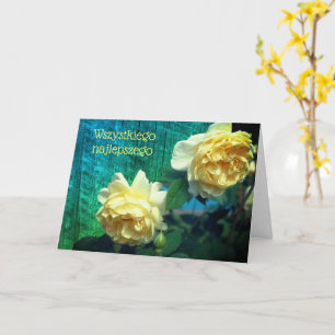 Carte Polonaise Anniversaire Sto Lat Yellow Roses