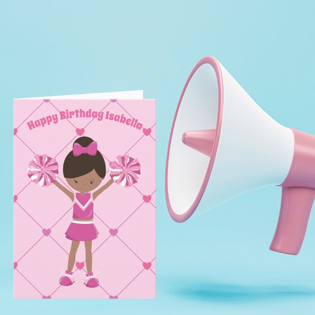 Carte Pom-pom girl afro-américain Custom Birthday Girl (Créateur téléchargé)