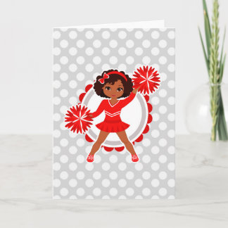 Carte Pom-pom girl - Cute Red African American Cheer
