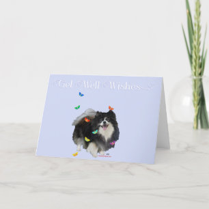 Carte Pomeranian avec Papillons Bon rétablissement