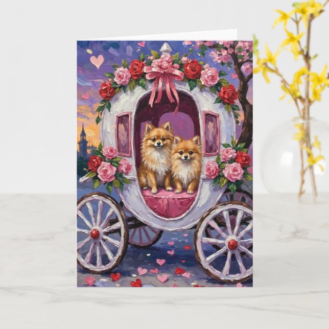 Carte Pomeranian Dog Valentine's Day  (Fleur jaune)