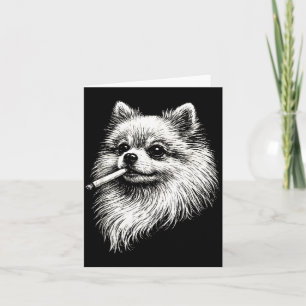 Carte Pomeranian drôle fumeur Mème Chien