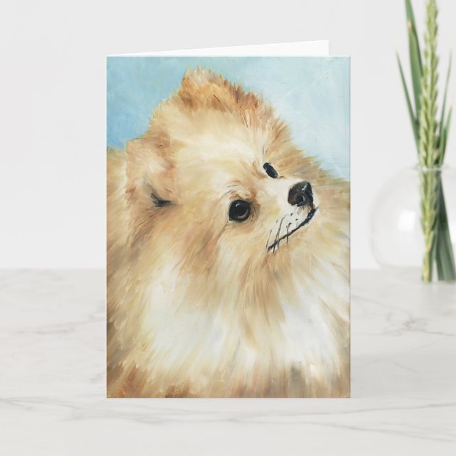 Carte "Pomeranian Head Study" Chien Art Grey Card (Devant)