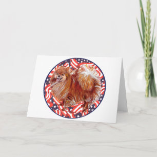 Carte Pomeranian Rouge Blanc & Bleu