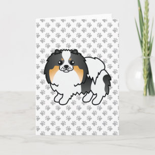 Carte Pomeranian Tricolore Blanc Chien de Dessin Animé M