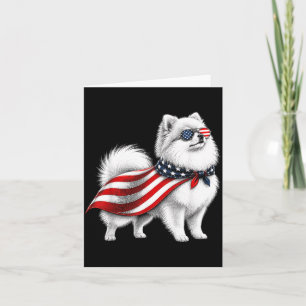 Carte Poméranien 4 juillet Drapeau Américain Pom Chien