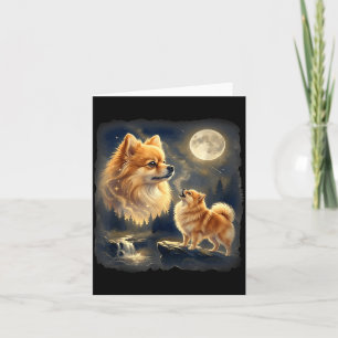Carte Poméranien Hurle à la Lune Amoureux des Chiens Vin