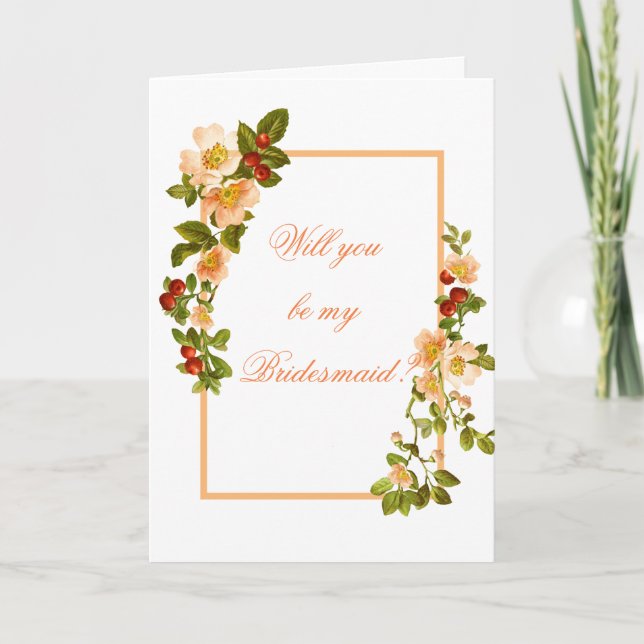 Carte Pomme Blossom Aquarelle tiges Bridesmaid (Devant)