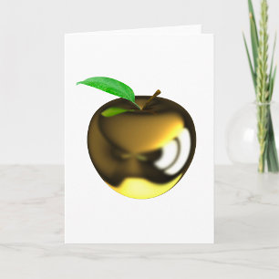 Carte Pomme dorée avec feuille brillante métallique