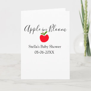 Carte Pomme en fleurs Baby Shower pomme rouge nom date