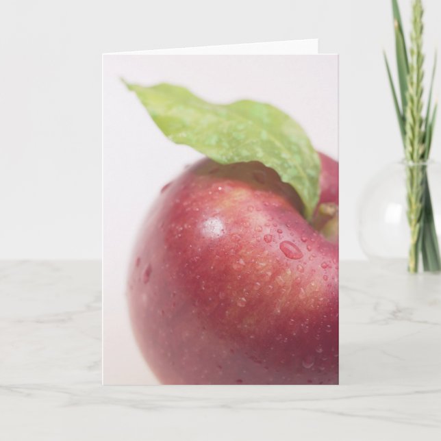 Carte Pomme rouge feuille verte (Devant)