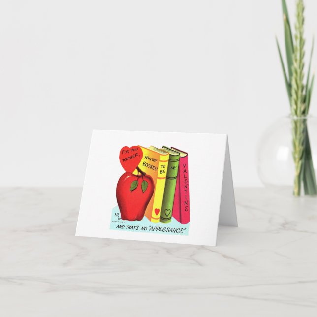 Carte Pomme vintage pour professeur Valentine (Devant)