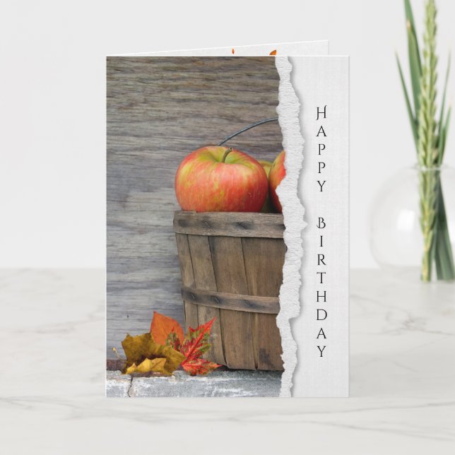 Carte Pommes d'automne en panier Anniversaire (Devant)